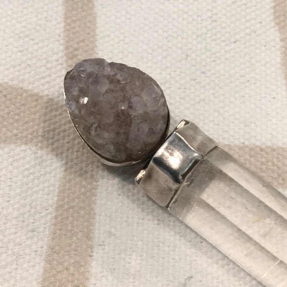 Vintage Druzy & Rock Crystal Pendant - Picture 9 of 9